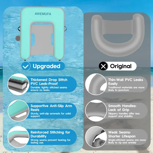 Vista 3 de AWEMUFA Silla inflable para adultos, silla flotante inflable para piscina, tumbona de piscina, flotadores de agua, flotadores de piscina, flotadores
