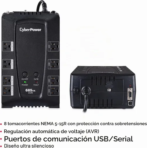 Vista 4 de CyberPower CP685AVRG AVR UPS Batería de reserva y protector de sobretensiones
