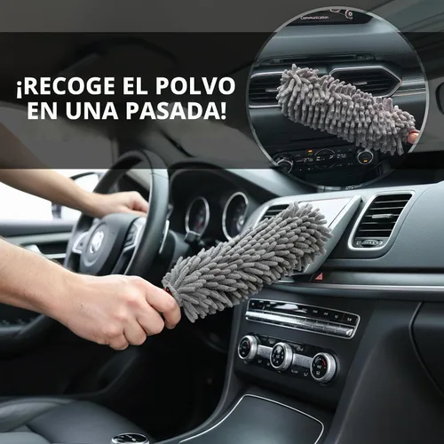 Vista 6 de Plumero para interior de coche por TAKAVU, dedos de microfibra de 360°, mango cómodo irrompible, libre de pelusas y arañazos, incluye paño