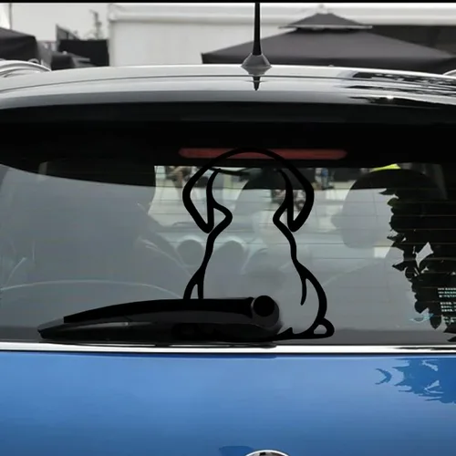 Vista 6 de 2 piezas de calcomanías para parabrisas de auto, divertidas pegatinas de cola de cachorro de dibujos animados, autoadhesivas, decoración de auto