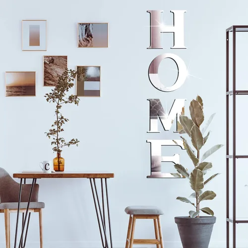 Vista 4 de Letras 3D para el hogar, decoración de pared, espejo acrílico, calcomanías de pared para sala de estar, letras de amor y corazones