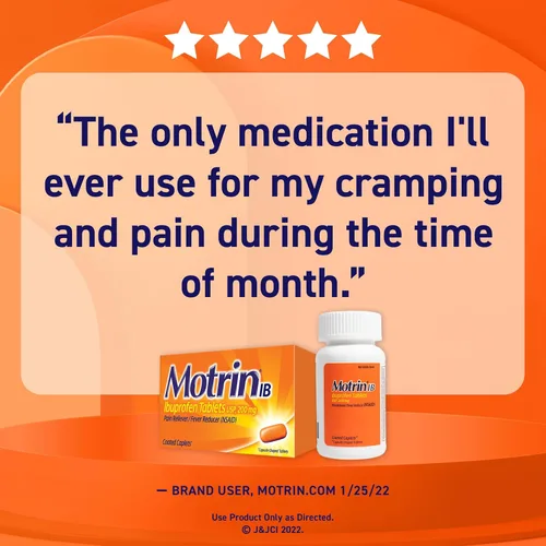 Vista 8 de Motrin IB Ibuprofeno 200mg Comprimidos, Aliviador de Dolor y Fiebre para Dolor de Cabeza, Dolor de Espalda, Dolores Musculares, Dolor Menstrual