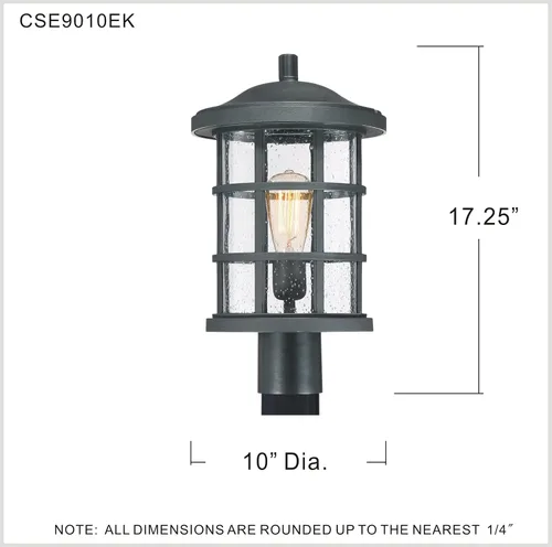 Vista 7 de Quoizel CSE9010EK Crusade - Soporte de poste para exteriores, 1 luz, 150 vatios, negro tierra (17 pulgadas de alto x 10 pulgadas de ancho)