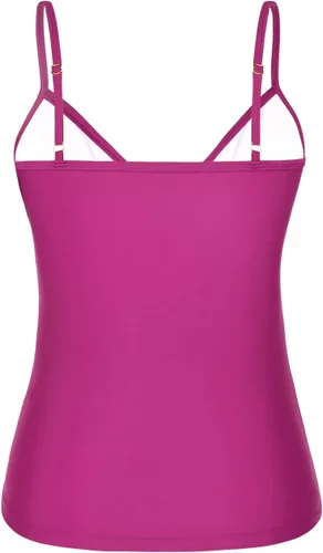 Vista 4 de Hilor Tankini para mujer con volantes fruncidos y cuello en V
