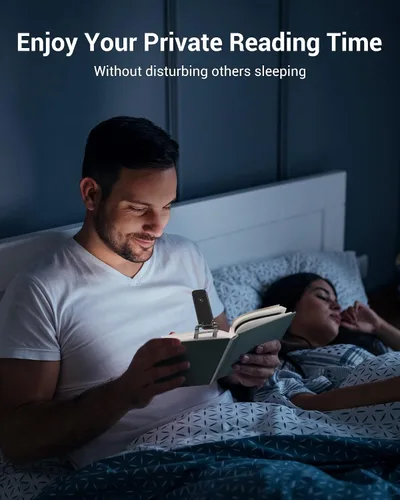 Vista 6 de DEWENWILS Luz de Lectura para Libros con Clip, Luz LED de Clip para Libros para Leer en la Cama, Lámpara de Libro Recargable por USB para Cuidado