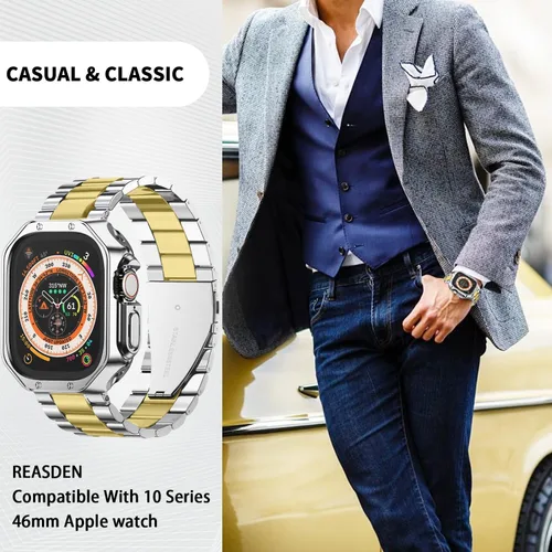 Vista 4 de Compatible With Apple Watch Band and Case Iwatch Ultra Series 11 10 9 8 7 6 5 4 3 2 1 SE 42mm 46mm 49mm 45mm 44mm 41mm 40mm 38mm Men Women Classic