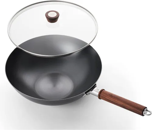 Vista 2 de ZWILLING Wok Dragon de acero al carbono de 12 pulgadas con tapa