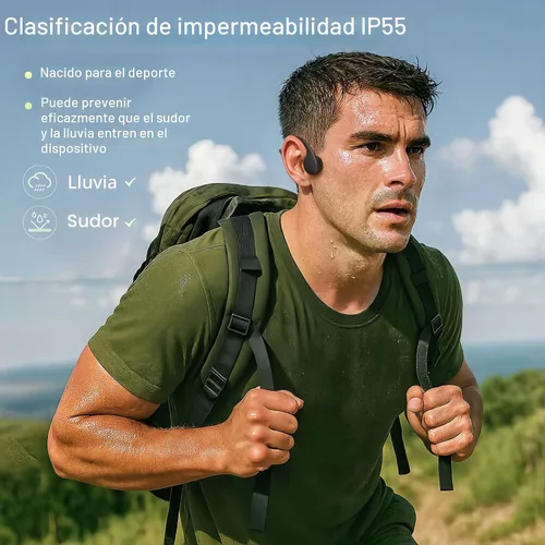 Vista 6 de Auriculares inalámbricos de conducción ósea de oído abierto con micrófono, auriculares deportivos Bluetooth de 12 horas de reproducción, ligeros