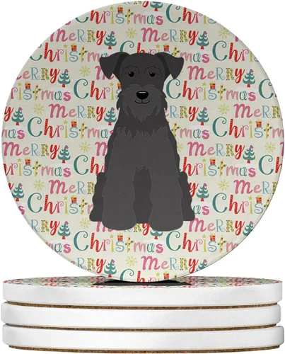 Vista 37 de Abyssinian Sand Terrier Merry Christmas - Posavasos grandes de piedra arenisca (4 unidades)
