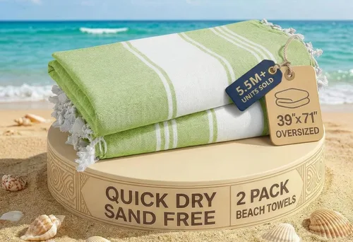 Vista 102 de LANE LINEN - Paquete de 4 toallas de playa de gran tamaño, toalla de piscina prelavada, extragrande, de secado rápido y sin arena, toalla de viaje