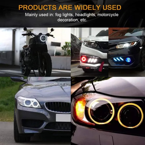 Vista 6 de Qasim 1 par de anillos de halo LED RGB de 80 mm con 30 SMD 3535, ojos de ángel para motocicleta y coche, luz DRL, luz antiniebla, señal de giro