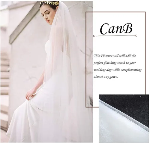 Vista 8 de CanB Velo de novia velo largo velo de novia longitud catedral suave velo novia vestido de pelo con peine 2T 118 pulgadas para mujeres y niñas