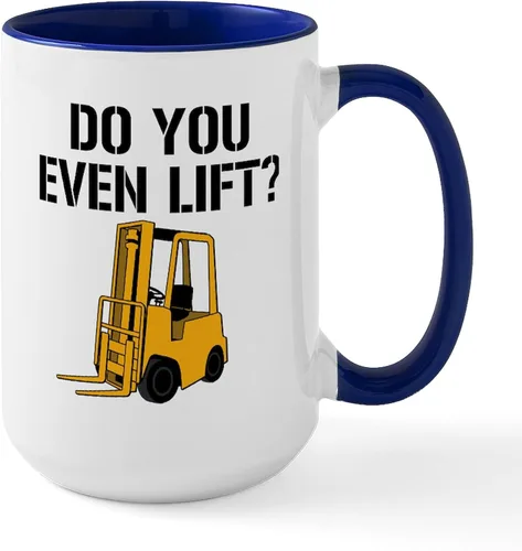 Vista 5 de CafePress Do You Even Lift Forklift - Taza grande de cerámica (15.0 fl oz)
