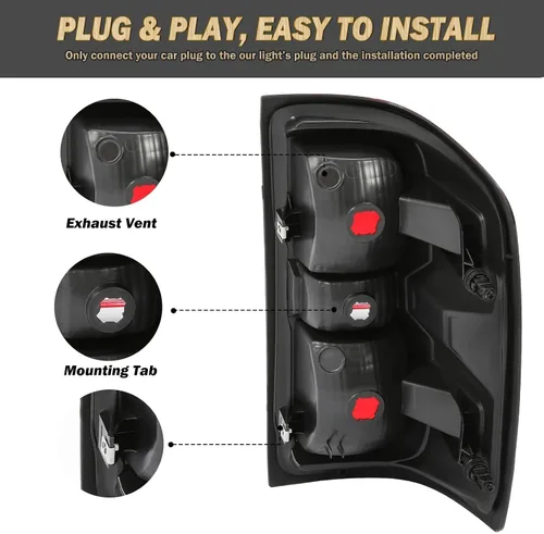 Vista 3 de Conjunto de luz trasera compatible con Chevy Silverado 1500 2500HD 3500HD 2014-2018, GMC Sierra 3500HD lado izquierdo