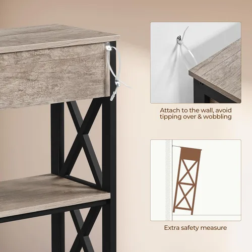 Vista 5 de Yaheetech Soporte de TV con tomas de corriente, centro de entretenimiento con cajón, mesa consola multimedia para TV de hasta 45 pulgadas con Gris