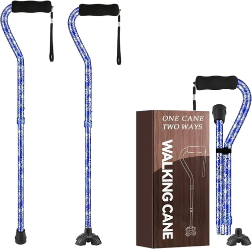 Vista 10 de Bastones florales para mujer, bastón plegable para estabilidad con base antideslizante, bastón ajustable para personas mayores, bastones plegables