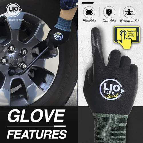 Vista 5 de Guantes de trabajo de seguridad con dedos táctiles, 1 par de guantes de trabajo delgados y ligeros, ideales para trabajadores de almacén