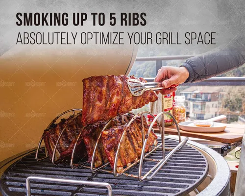 Vista 3 de Rejillas para costillas de barbacoa para ahumar, Classic Joe, accesorios de estante expansor de parrilla BGE - Optimiza el espacio de la parrilla