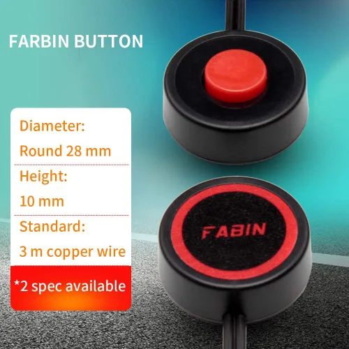 Vista 8 de FARBIN Botón de Presión de Bocina con Conector Rápido, Interruptor Momentáneo con 3 Metros de Cable, Interruptor de Botón Redondo con Tapa Roja