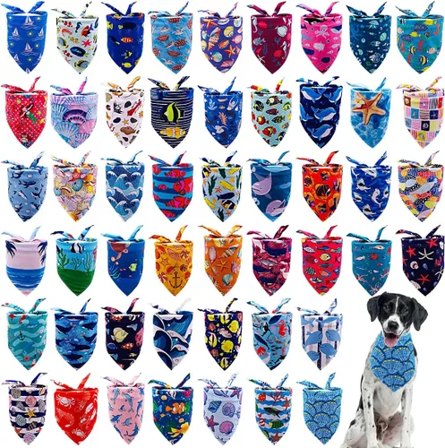 Vista 21 de 100 pañuelos a cuadros para perros a granel para bufandas pequeñas y medianas con dobladillo