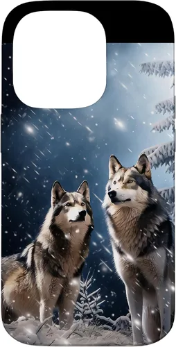 Vista 17 de Wolves Christmas Wolf Snowy Winter Forest Snowflakes Case para iPhone 16