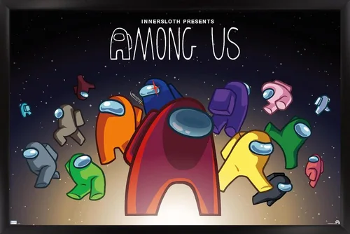 Vista 8 de Among Us - Póster de pared espacial, 22.4 pulgadas de largo x 14.7 pulgadas de ancho, versión enmarcada de madera de granero Versión enmarcada