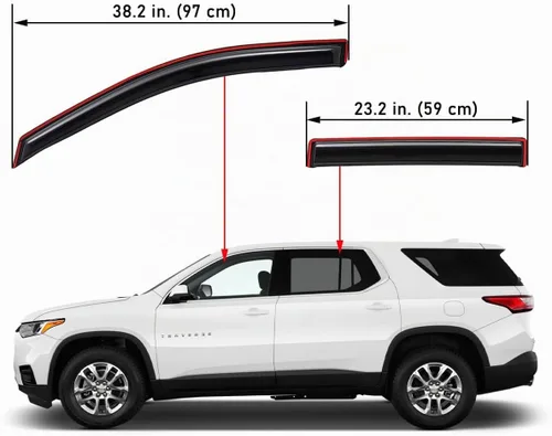 Vista 2 de Lightronic Visera de ventana de ventilación automática con clip extra duradero, se adapta a Chevrolet Traverse 2018-2023, protección UV, deflector