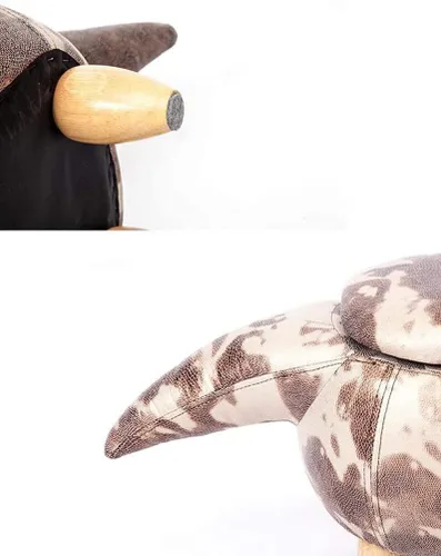 Vista 4 de Taburete de sofá con forma de dinosaurio, taburete de madera para sofá, taburete creativo de animales, otomano, vestíbulo, cojín suave, banco