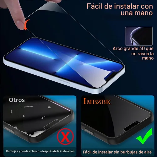 Vista 5 de IMBZBK Paquete de 3 protectores de pantalla para iPhone 13 Pro Max con 3 protectores de lente de cámara de vidrio templado Accesorios Protector