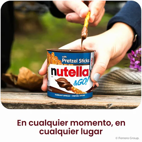 Vista 6 de Nutella & GO! Crema de chocolate y avellana para untar con palitos de pretzel, paquete de aperitivos de 1.8 onzas