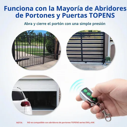 Vista 3 de TOPENS M12 - Transmisor de 4 botones con control remoto para abridor automático de puerta corredera oscilante, paquete de 2 unidades, transmisor
