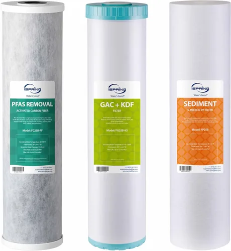 Vista 20 de iSpring F2WGB22B Juego de repuesto de filtro de agua de 2 etapas de 4.5 x 20 pulgadas para toda la casa con cartuchos de bloque de sedimentos