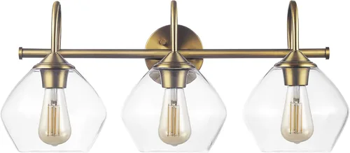 Vista 10 de Globe Electric 51854 Kingston - Lámpara de tocador de 3 luces, madera sintética oscura, detalles de metal galvanizado, pantalla de vidrio sembrado