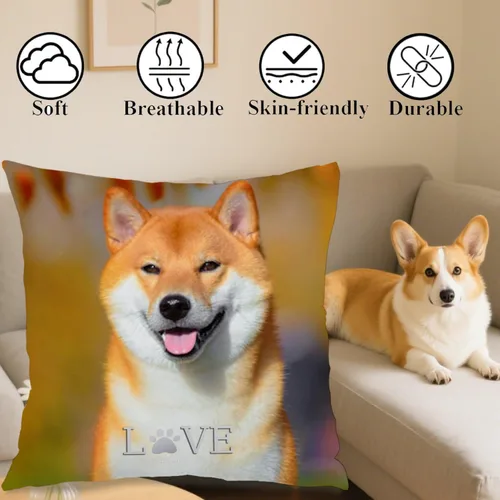 Vista 4 de Custom Single Photo Pillow Case Designed with Your Picture and Added Words producing a Decorative Throw Pillow That Makes Home Spaces Cozy and