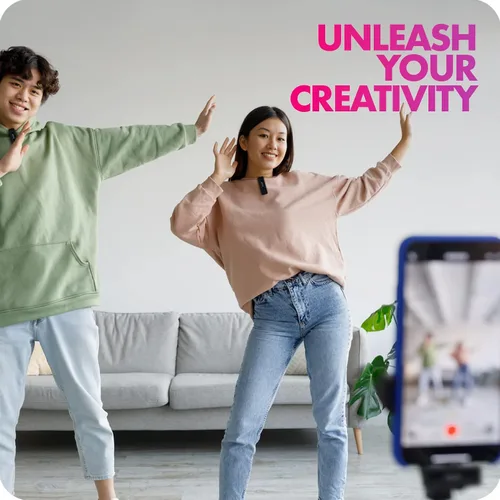 Vista 3 de Movo Micrófono inalámbrico Mini DI Duo - Micrófono de grabación de video para iPhone con micrófono Lavalier, batería de 10 HR, rango de 164 pies