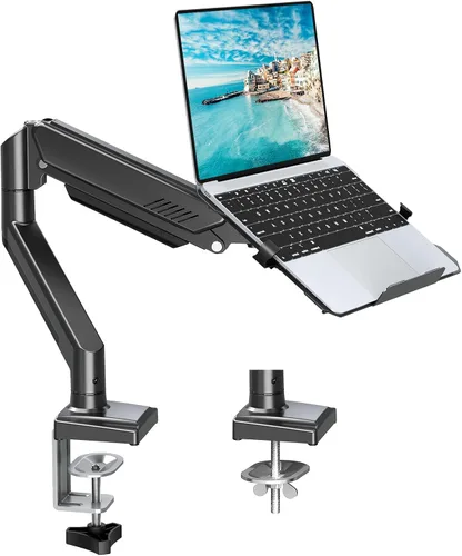 Vista 13 de MOUNTUP Soporte de pared para laptop, soporte ajustable para laptop de máximo 17" notebook o monitor máximo de 32", soporte de pared para laptop