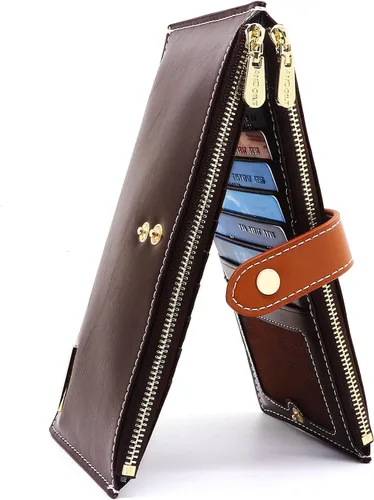 Vista 28 de ANDOILT - Cartera de cuero genuino para mujer con bloqueo RFID para tarjeta de crédito con cremallera