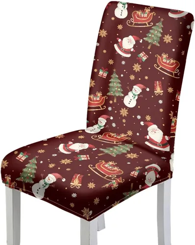 Vista 20 de HUGS IDEA Juego de 4 fundas para sillas de comedor de Navidad, fundas elásticas para sillas de cocina, fundas elásticas para sillas de comedor