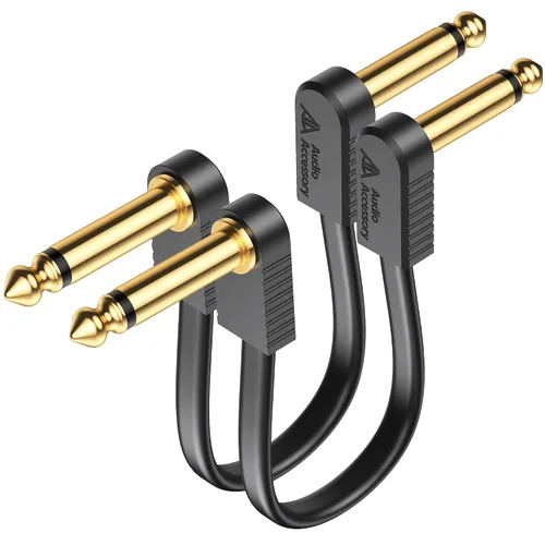 Vista 11 de Cables de conexión de guitarra, cables de pedal de guitarra planos chapados en oro, reforzados con Kevlar, cable blindado de doble capa sin ruido