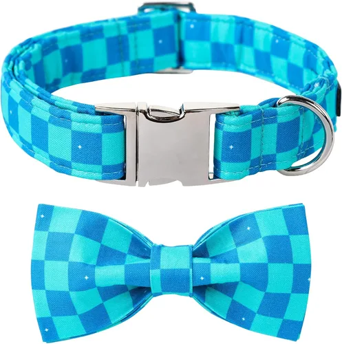 Vista 53 de Collar de perro a cuadros de búfalo amarillo otoñal con pajarita elegante Otoño-Lazo-Cuadros Amarillo