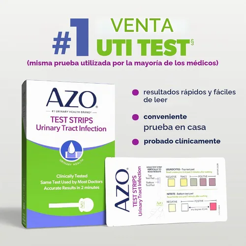 Vista 3 de AZO tiras de prueba de infección en el tracto urinario, B001G7R2PW, 1, 1 From the #1 Urinary Health Brand± Clinically Tested At Home UTI Test