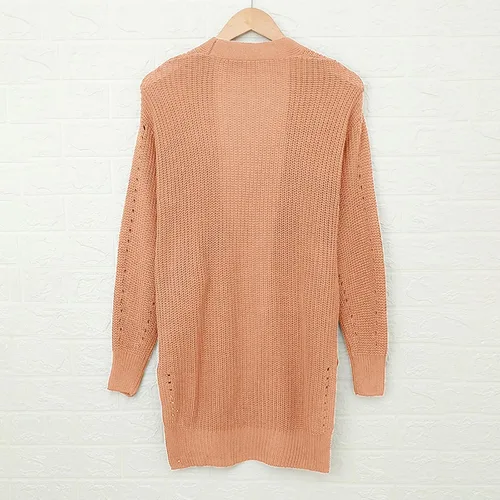 Vista 3 de Cárdigan de manga larga para mujer, ligero, cuello acanalado, suave, cárdigan de punto para mujer, cárdigan pesado