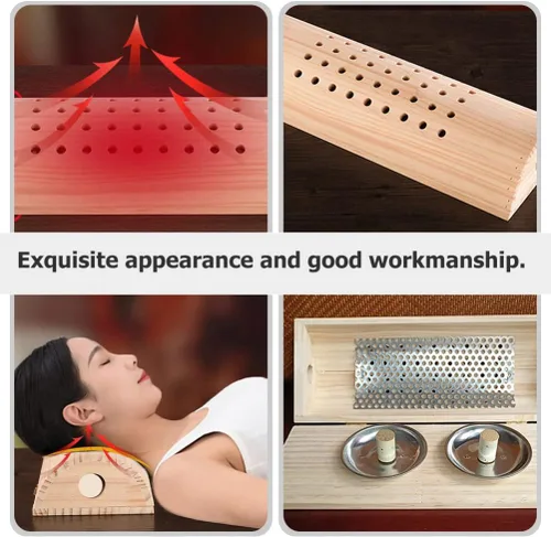 Vista 6 de Almohada de moxibustión de madera para el cuello para uso diario en el hogar, soporte cervical, cómodo cojín para dormir y soporte de espalda, 12.99