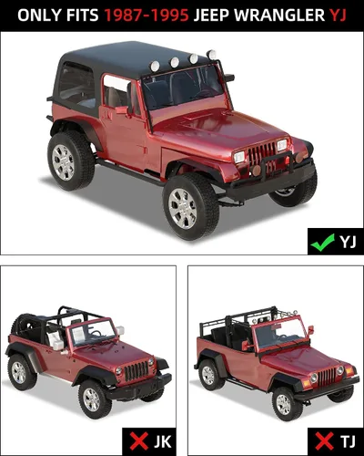 Vista 2 de KYBOLT 4 guardabarros planos delanteros y traseros para Jeep Wrangler YJ 1987-1995, revestimiento de rueda de acero metálico todoterreno, negro