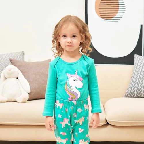 Vista 3 de V.&GRIN Conjunto de pijama de algodón de manga larga para bebé niña, para otoño e invierno