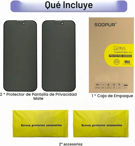Vista 7 de Paquete de 2 protectores de pantalla de privacidad mate para iPhone 14 Pro Max de 6.7 pulgadas, película de vidrio templado, antirreflejos
