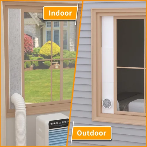 Vista 8 de LBG Products Kit de sellado de ventana de aire acondicionado portátil aislado, kit de ventilación de ventana de CA ajustable, placas de sellado