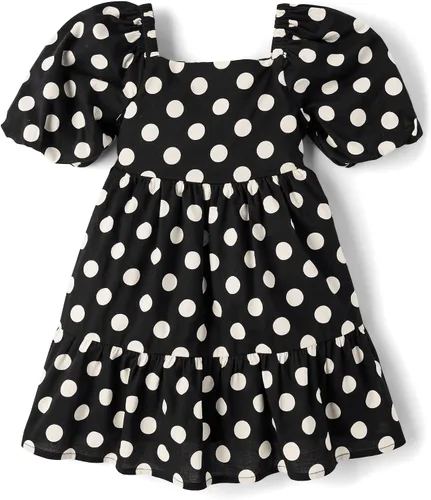 Vista 18 de Gymboree Vestidos escalonados de manga corta para niñas y niñas pequeñas Azul Flores
