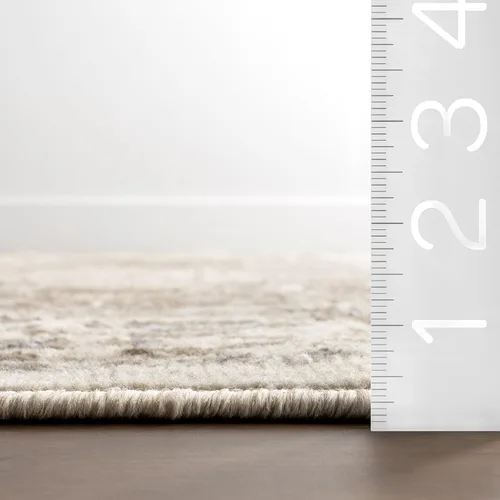 Vista 2 de nuLOOM Alfombra de Área Becca Tradicional con Diseño de Azulejos 2x3, Beige, Diseño Transicional Desvanecido, Resistente a las Manchas, Para