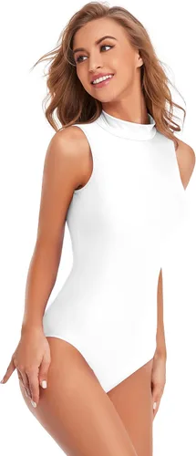 Vista 3 de speerise Body de baile de elastano con cuello alto falso para mujer